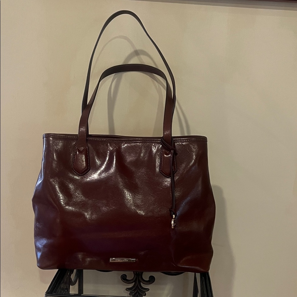 Brahmin Topsail Elegant Deep Brown Leather Tote Bag